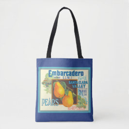 Peren Vintage Fruitboerderij krat Kunst op Blauw Tote Bag