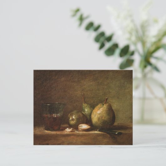Peren, walnoten en glas wijn van Jean Chardin P Briefkaart (Staand voorkant)
