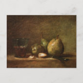 Peren, walnoten en glas wijn van Jean Chardin P Briefkaart (Voorkant)