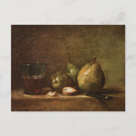 Peren, walnoten en glas wijn van Jean Chardin P Briefkaart (Voorkant)