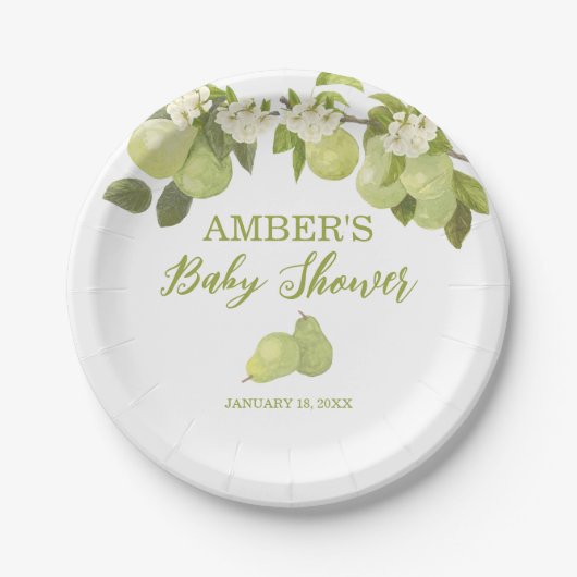 Perenfruit Baby shower Papieren Bordje (Voorkant)