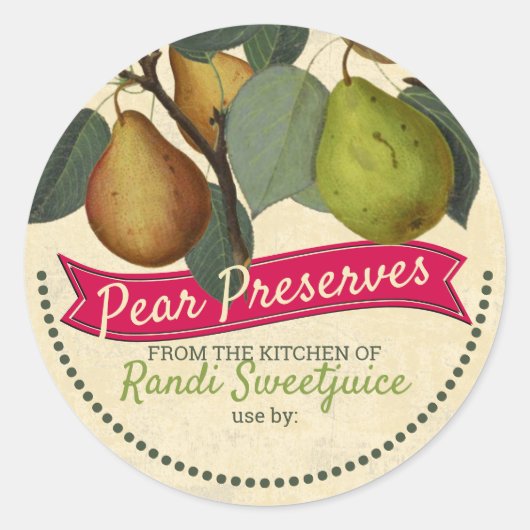 perenjam bewaart huisconservenlabel ronde sticker (Voorkant)
