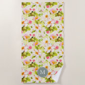  perenmonogram Rozen perenmoer Strandlaken (Voorkant)