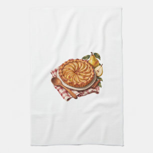 Perentaart met rode geruite keukenhanddoek