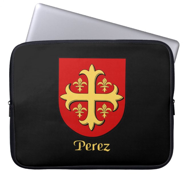 Perez Family Shield Electronics Bag Laptop Sleeve (Voorkant)