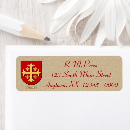 Perez Heraldic Shield Etiket (Insitu)