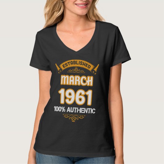 Perfect 1961 Bithday Established March 1921 Authen T-shirt (Voorkant)