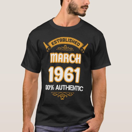 Perfect 1961 Bithday Established March 1921 Authen T-shirt (Voorkant)