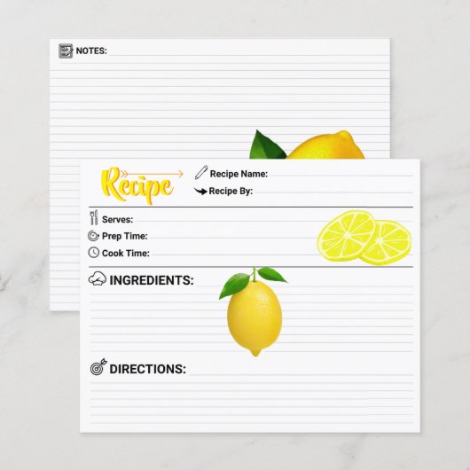 Perfect 2 Sided - Modern Refill Lemon Recipe Card (Voorkant / Achterkant)