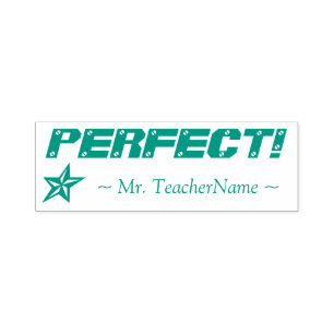 "PERFECT!" + Aangepaste leraar naam Rubberen stemp Zelfinktende Stempel