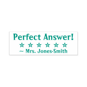 "Perfect antwoord!" Leraar Rubber Stamp Zelfinktende Stempel