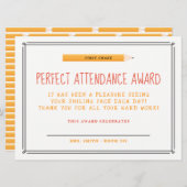 Perfect Attendance Award Kaart (Voorkant / Achterkant)