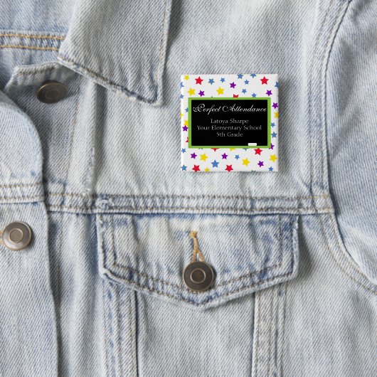 Perfect Attendance Star Vierkante Button 5,1 Cm (In situ)