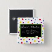 Perfect Attendance Star Vierkante Button 5,1 Cm (Voorkant /achterkant)