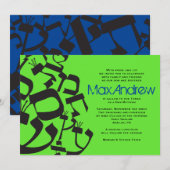 PERFECT BALANCE Neon Bar Bat Mitzvah Uitnodiging (Voorkant / Achterkant)