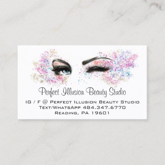 Perfect Beauty Studio Services Lashes Makeup Visitekaartje (Voorkant)