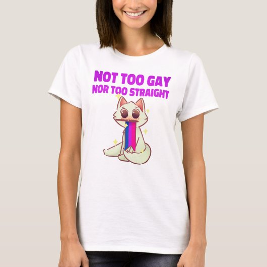 Perfect BI: niet te homo of te hetero kat T-shirt (Voorkant)