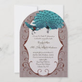 Perfect Blauwgroen Paar & Mink Damask Peacock Kaart (Voorkant)