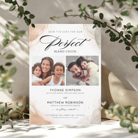 Perfect Blend Union Elegante Save The Date Kaart