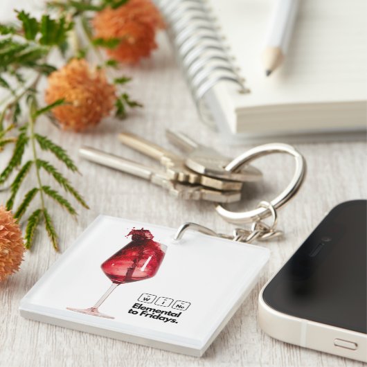 Perfect cadeau voor wijnliefhebbers, Elegant Sleutelhanger (Voorkant Rechts)