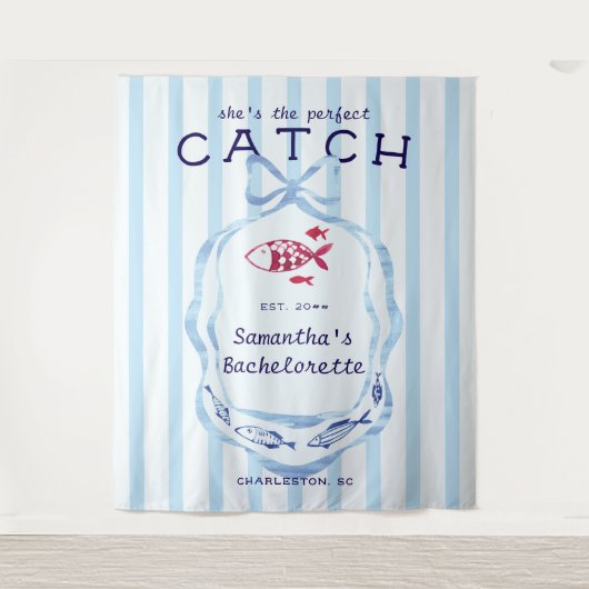 Perfect Catch Beach Gevist Bachelorette achtergron Wandkleed (Voorkant)