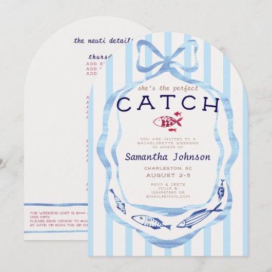 Perfect Catch Beach Preppy Gevist Bachelorette Kaart (Voorkant / Achterkant)