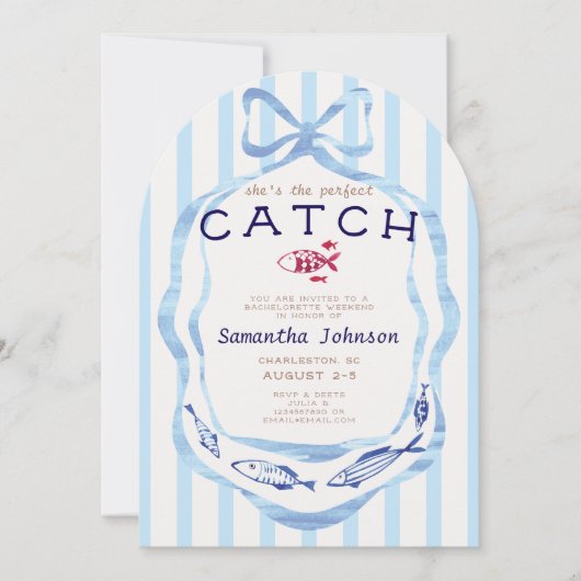 Perfect Catch Beach Preppy Gevist Bachelorette Kaart (Voorkant)