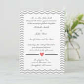 Perfect Chevron Wedding Invitation in Coral & Grey Kaart (Staand voorkant)