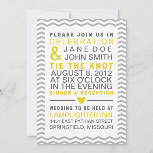 Perfect Chevron Yellow & Grey Kaart (Voorkant)