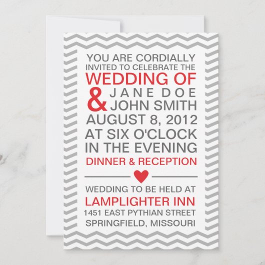 Perfect Chevron/Zig Zag Red & Grey Kaart (Voorkant)