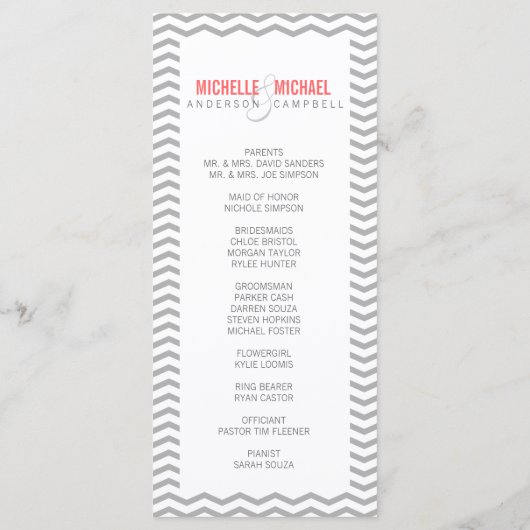 Perfect Chevron/Zig Zag Wedding Programme Programmakaart (Achterkant)
