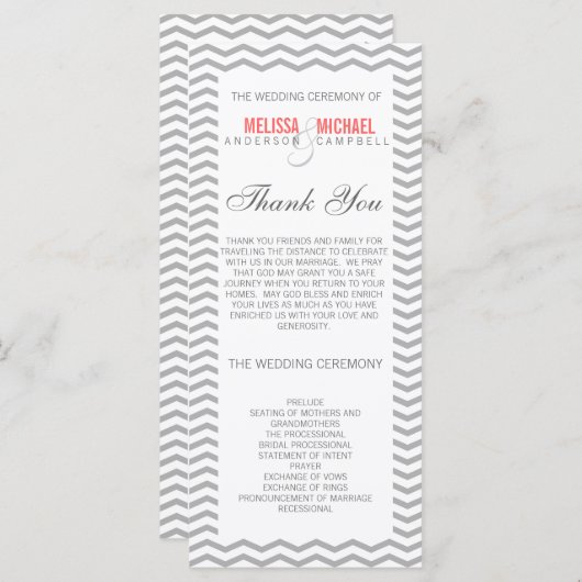Perfect Chevron/Zig Zag Wedding Programme Programmakaart (Voorkant / Achterkant)
