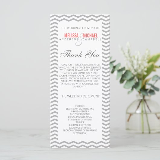 Perfect Chevron/Zig Zag Wedding Programme Programmakaart (Staand voorkant)