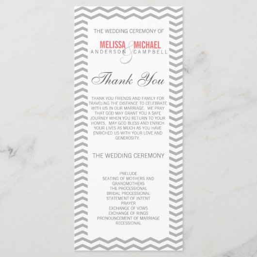 Perfect Chevron/Zig Zag Wedding Programme Programmakaart (Voorkant)