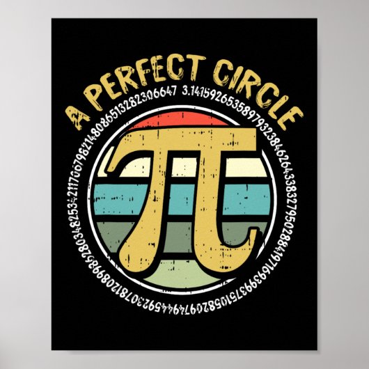 Perfect Circle Pi Day Retro Wiskunde Symbolen Aant Poster (Voorkant)