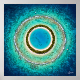 Perfect Cirkelvormig Atol Satellietbeeld Poster