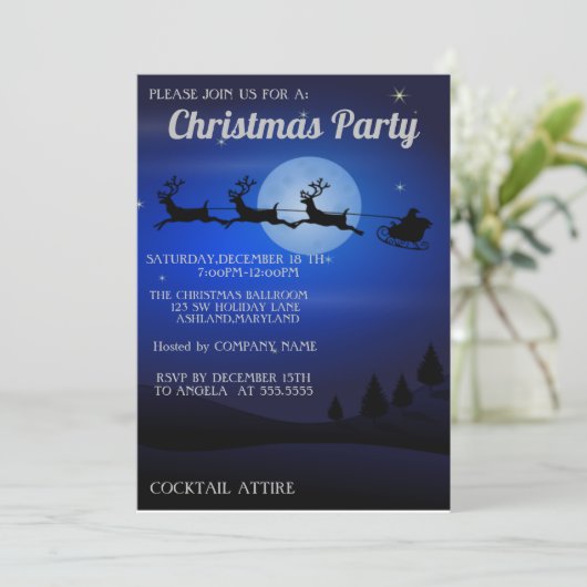 Perfect, Cool, Blauwe Kerstuitnodiging Kaart (Staand voorkant)