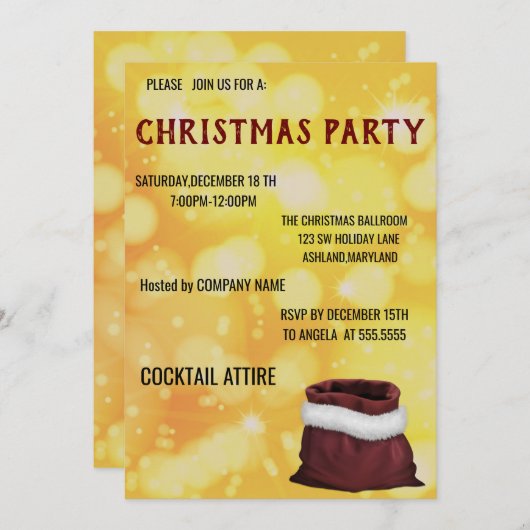 Perfect, cool, gouden kerstuitnodiging kaart (Voorkant / Achterkant)