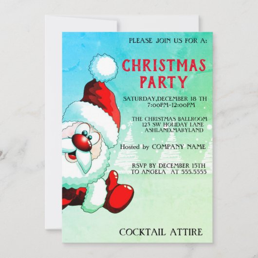 Perfect, Cool, Groene Santa Uitnodiging (Voorkant)