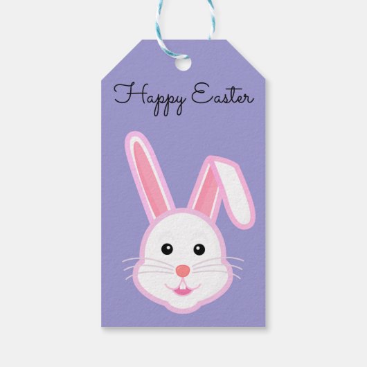 Perfect, Cool Happy Pasen, Paarse Bunny Cadeaulabel (Achterkant)