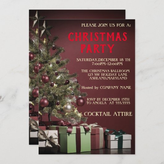 Perfect, cool, rode kerstboom kaart (Voorkant / Achterkant)