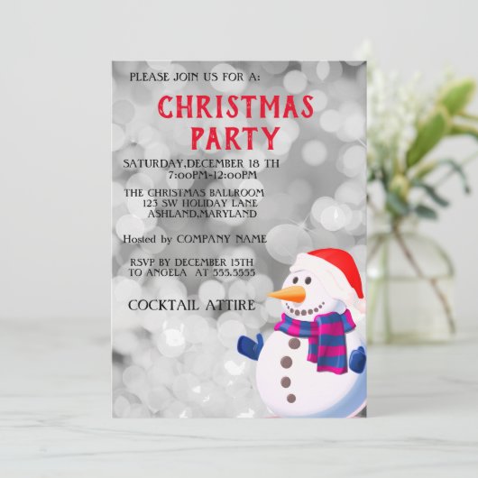 Perfect, Cool, Sparkly Silver Snowman, Kerstmis Kaart (Staand voorkant)