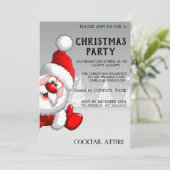 Perfect, Cool, Zilveren Kerstman Uitnodiging (Staand voorkant)