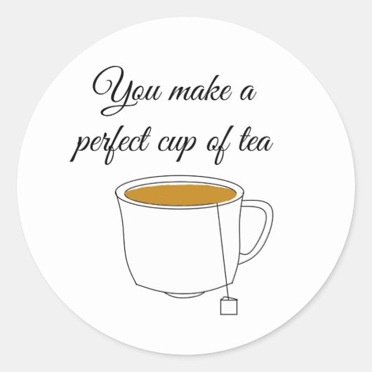 Perfect Cup in Tea Ronde Sticker (Voorkant)
