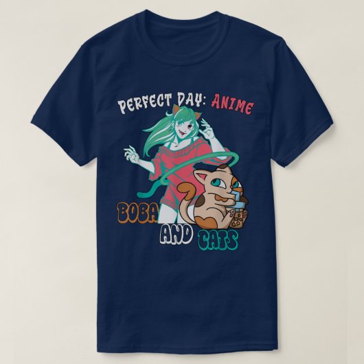 Perfect Day Anime, Boba en Katten T-Shirt (Design voorkant)