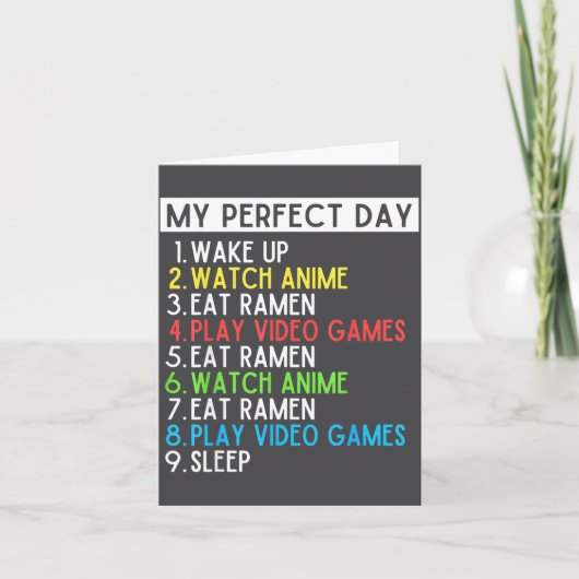 Perfect Day Anime Gaming Ramen Lover Funny Eat Sle Kaart (Voorkant)