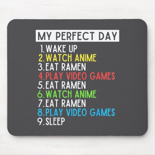 Perfect Day Anime Gaming Ramen Lover Funny Eat Sle Muismat (Voorkant)