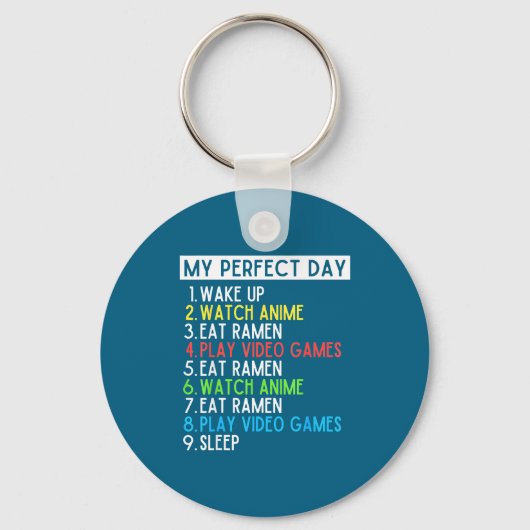 Perfect Day Anime Gaming Ramen Lover Funny Eat Sle Sleutelhanger (Voorkant)