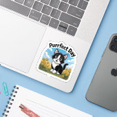 Perfect Day Kitten Sticker – Gezellig & Schattige (Laptop met iPhone)