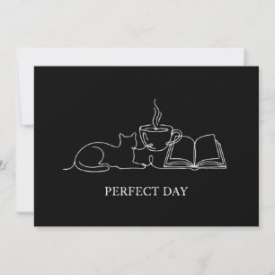 Perfect Day Minimalistische Kat Boek & Coffee Lijn Bedankkaart